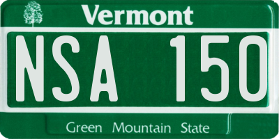 VT license plate NSA150