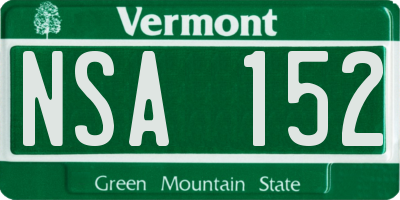 VT license plate NSA152