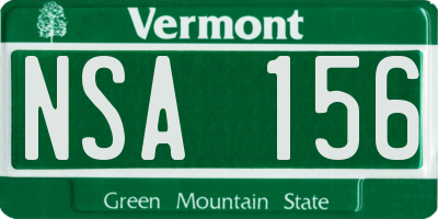 VT license plate NSA156