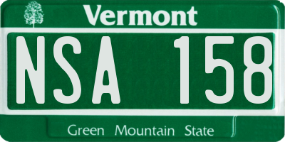 VT license plate NSA158