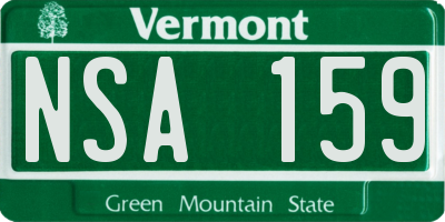 VT license plate NSA159