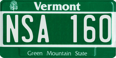 VT license plate NSA160