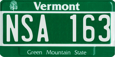 VT license plate NSA163