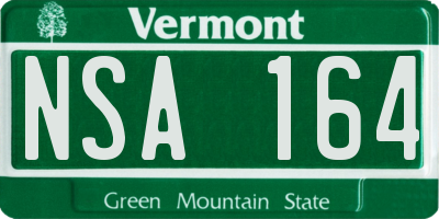 VT license plate NSA164