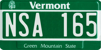 VT license plate NSA165