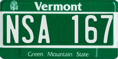VT license plate NSA167