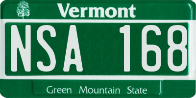 VT license plate NSA168