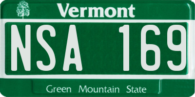 VT license plate NSA169
