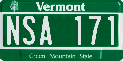 VT license plate NSA171
