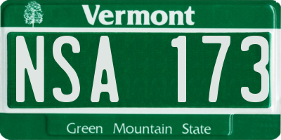VT license plate NSA173