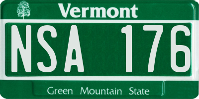 VT license plate NSA176