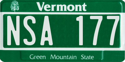 VT license plate NSA177