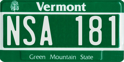 VT license plate NSA181