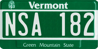 VT license plate NSA182