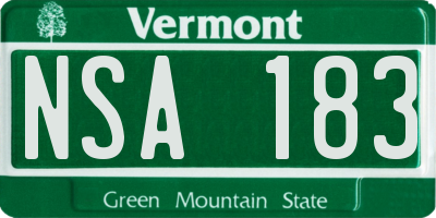 VT license plate NSA183
