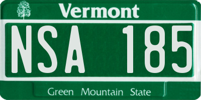 VT license plate NSA185