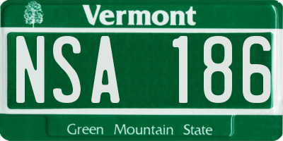 VT license plate NSA186