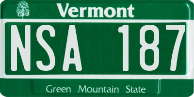 VT license plate NSA187