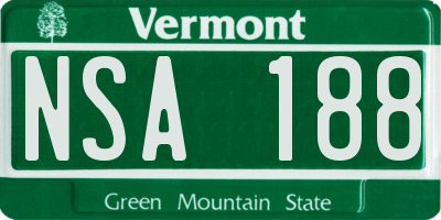 VT license plate NSA188