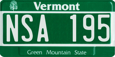 VT license plate NSA195