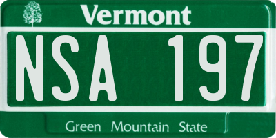 VT license plate NSA197