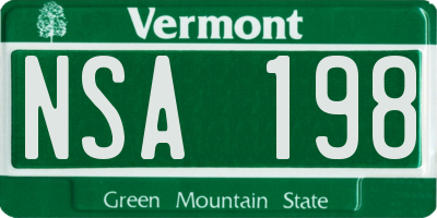 VT license plate NSA198