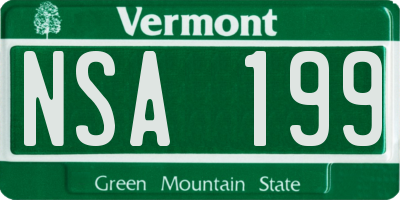 VT license plate NSA199