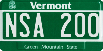 VT license plate NSA200