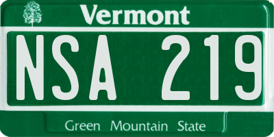 VT license plate NSA219