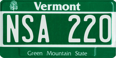 VT license plate NSA220