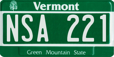 VT license plate NSA221