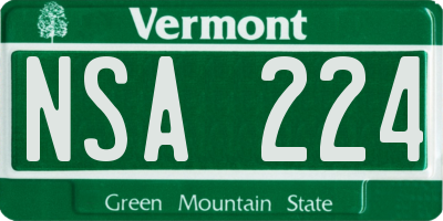 VT license plate NSA224