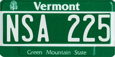 VT license plate NSA225