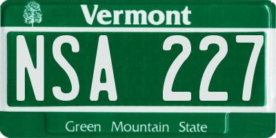 VT license plate NSA227