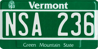 VT license plate NSA236