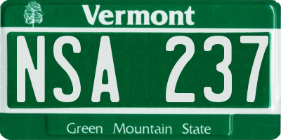 VT license plate NSA237
