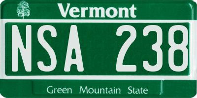 VT license plate NSA238