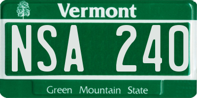 VT license plate NSA240
