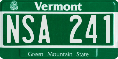 VT license plate NSA241