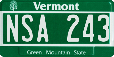 VT license plate NSA243