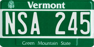 VT license plate NSA245