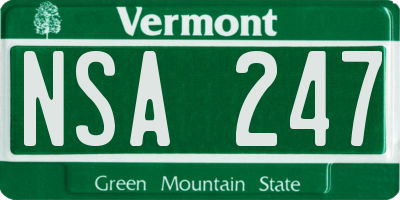 VT license plate NSA247