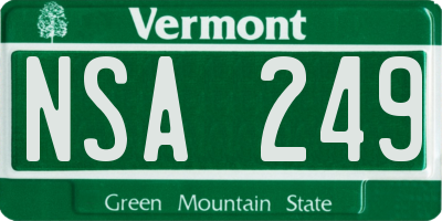 VT license plate NSA249