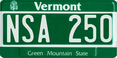 VT license plate NSA250