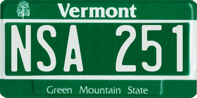 VT license plate NSA251