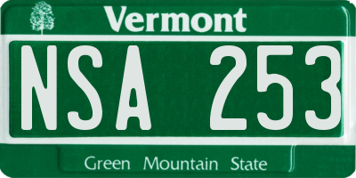 VT license plate NSA253