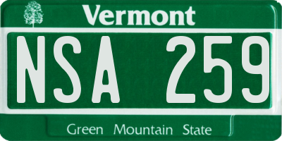 VT license plate NSA259
