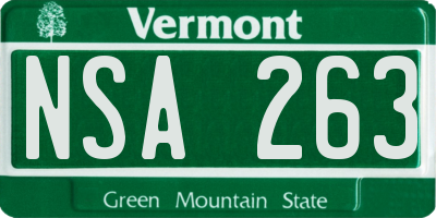 VT license plate NSA263