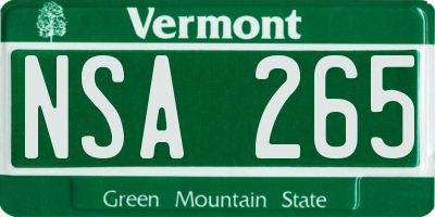 VT license plate NSA265