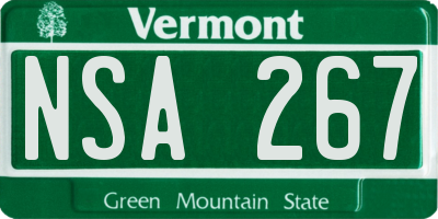 VT license plate NSA267